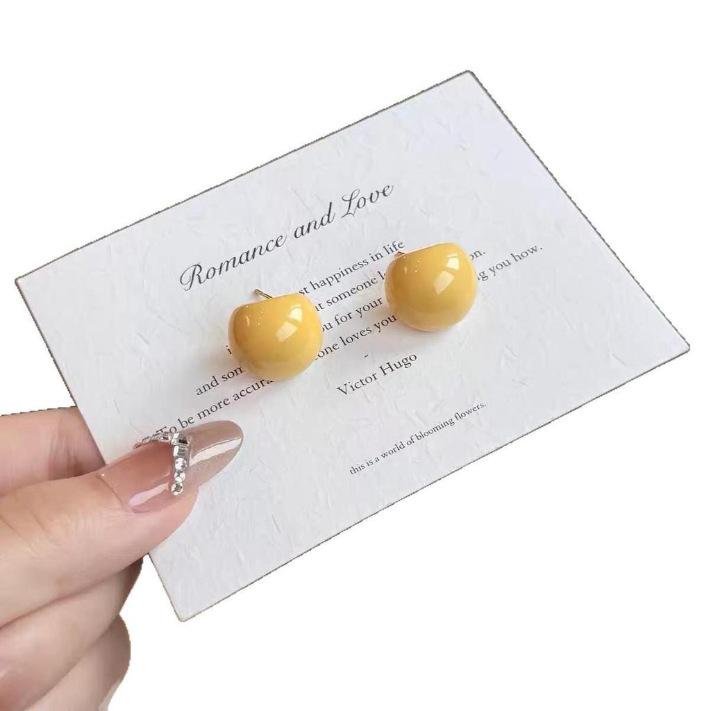 Dopamine Summer Solid Color Drip Oil Korean Style Stud Earrings - High-End, Versatile, Secure Fit for Women