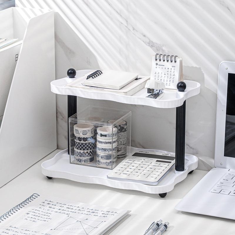 Desktop Double-Layer Multi-Purpose Storage Rack for Dorm or Office