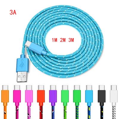 1M/2M/3M Nylon Woven Type-C Data  Cable 3A Fast Charging  USB-A  Cord Charger For Samsung  Xiaomi    Phone Charger Wire