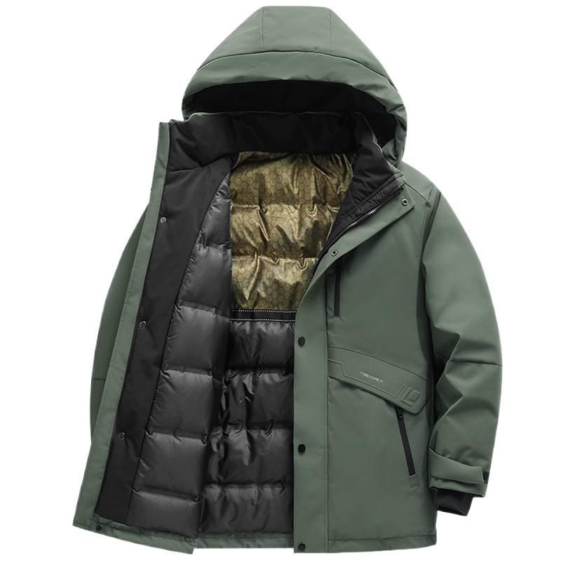Herren Winterjacke in Übergröße, 90% weiße Entendaune, High-End, Dick, Warm, Oberbekleidung M-8XL