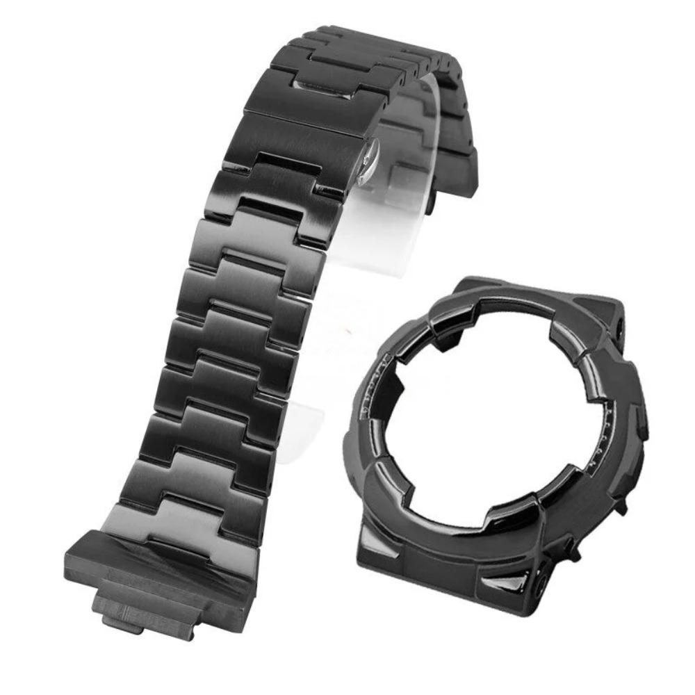 Stainless Steel Mod Kit For Casio G-SHOCK GA-110 GA-110GB GA-100 GA-120 Series Modified Black Warrior Metal Bezel Case Strap