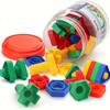 8 Pairs Nuts and Bolts Set, Fine Motor Training Puzzle Toy,Shape and Color Matching Toy,Building Game,Block Combination,Screw and Nut Combination Toy