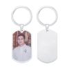 Vnox Family Image Engraved Keychain Gift for Men Dad Grandpa, Stainless Steel Dogtag Pendant,Photo Frame Memorial Key Chain Gift
