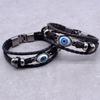 Hot Sale Black & Brown 20.5cm Hand made Leather Bracelet Men Women Evil Eye Bracelet Fashion Vintage Beads Jewelry