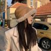 Plush Hat Women's Autumn and Winter Solid Color Suede Bucket Hat Loose Thickened Warm Big Head Circumference Pile Hat Basin Hat