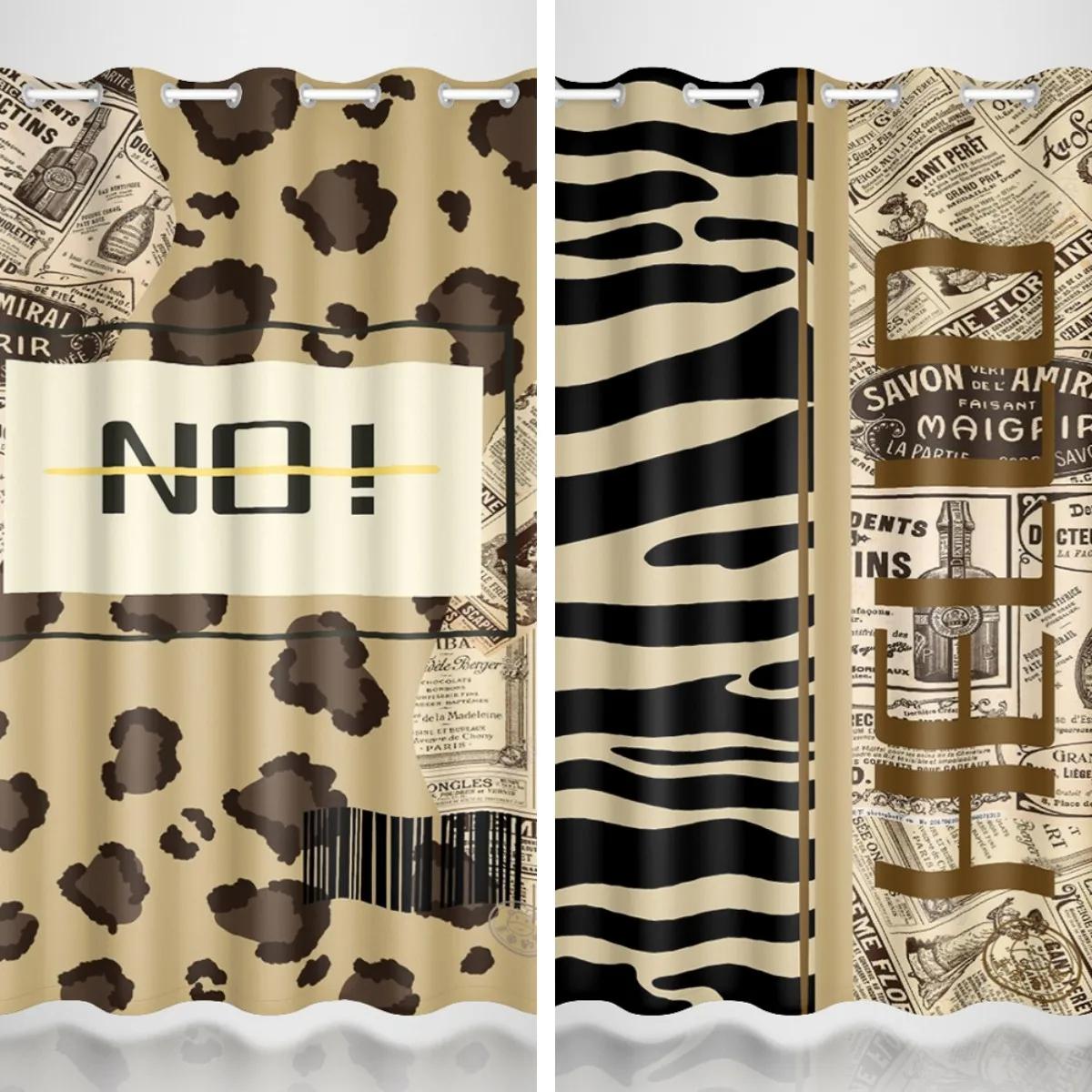 

High Light Blocking Leopard Print Zebra Cow Print Sexy Curtain Girls Bed Chamber Balcony Floor-to-ceiling Window Drape Curtain Multiple Colour W55 X H120cm X 2&HOOK