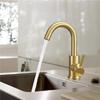Tuqiu Brushed Gold Basin Faucets Bathroom Faucet Hot & Cold SUS304 Bathroom Sink Faucet Deck Mounted Lavotory Faucet