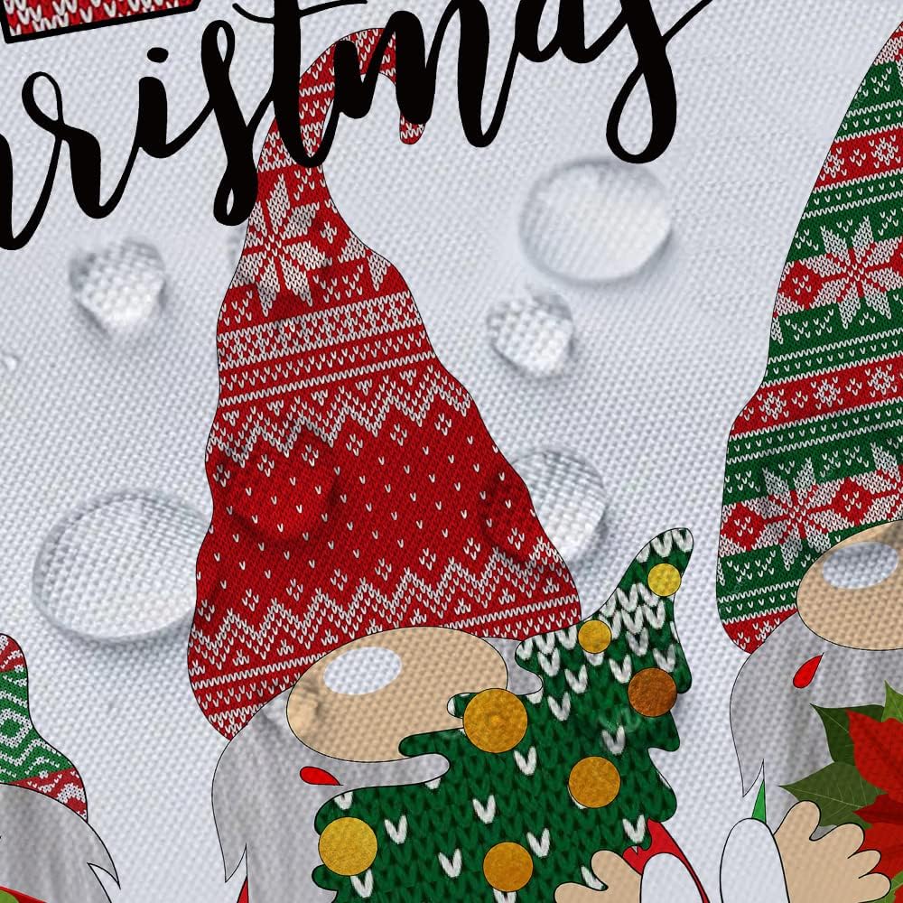 Christmas Gnomes Shower Curtain, Xmas Holiday Cute Gnome Fabric Shower Curtains Set For Bathroom Decoration With Hooks Merry