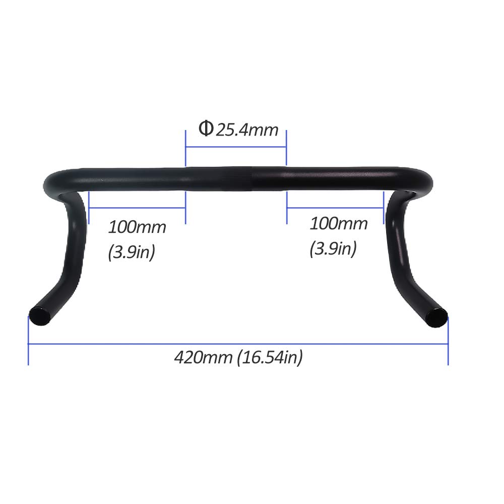 UPANBIKE Bike Drop Handlebars 420mm Bicycle Handlebars Drop Bars Curved Aluminum Alloy Handlebars for Road Bikes and Fixed Gear Bikes 25.4mm