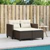 VidaXL Garden Sofa 2 Seater with Stools, Patio Seat, Outdoor Backyard Balcony Terrace Furniture, Brown 365792