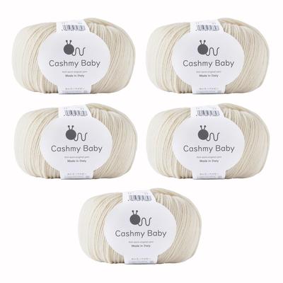 Gusano de Punto Cachemir Bebé 5 Mediano 50g Microfibra Nylon Hilo, ovillos, Peso, (aprox.. 145 metros), 50% Acrílico, 50% (11. Marfil)