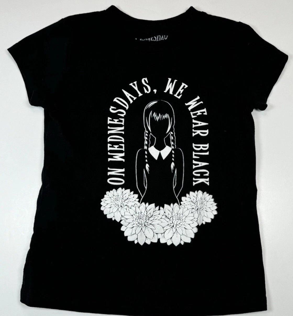 NEW Wednesday Adam’s Black Graphic T Shirt On Wednesdays We Wear Black Sz XS 4/5 2XL