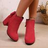 Fashion 2025 Autumn Women Comfortable Retro Ankle Boots Fashion Flock Party Shoes Women Trend High Short Boots Big Size Zapatos De Mujer