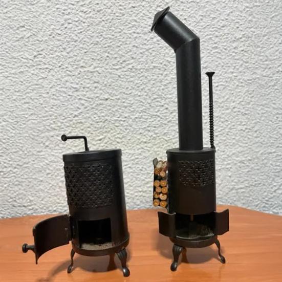 1/2 Pezzi Mini Stufa Decorativa Metallo Pesante Fattoria Rustico Fatto a Mano Piccola Stufa a Legna Decorazione da Tavolo