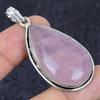 Rose Quartz Gemstone Handmade 925 Sterling Silver Jewelry Pendant 2.21" Y5E75