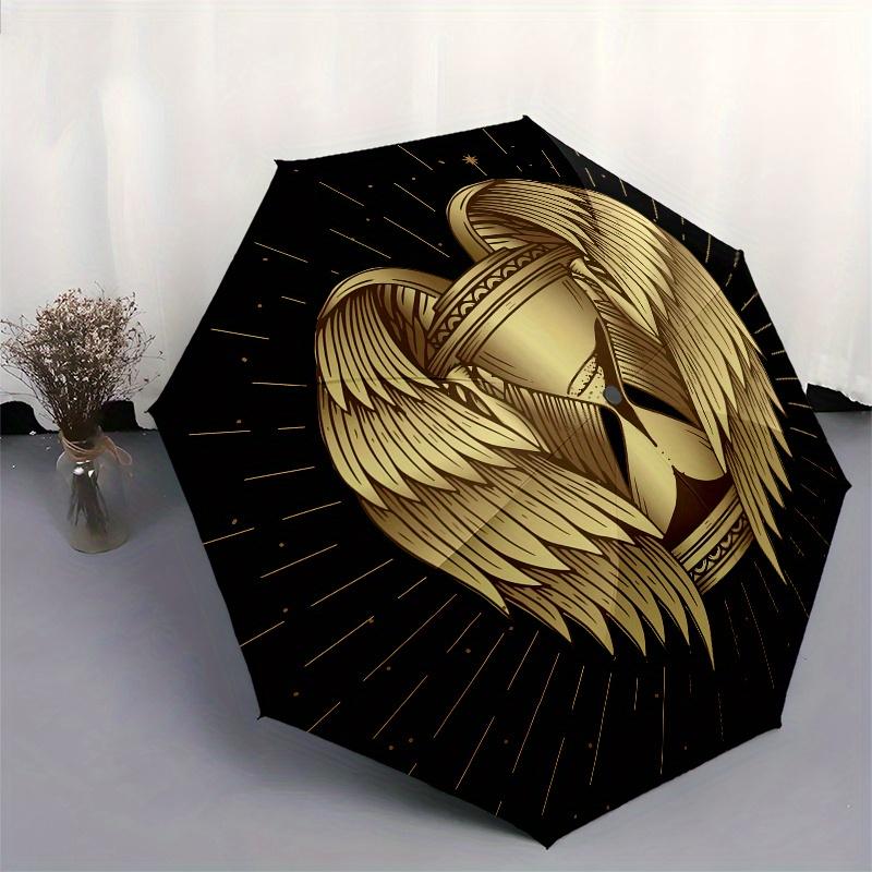 Golden Hour Wings: Timeless Elegance StickerUmbrella, Portable 3-Fold Umbrella for Men & Women,Christmas Gift ES106