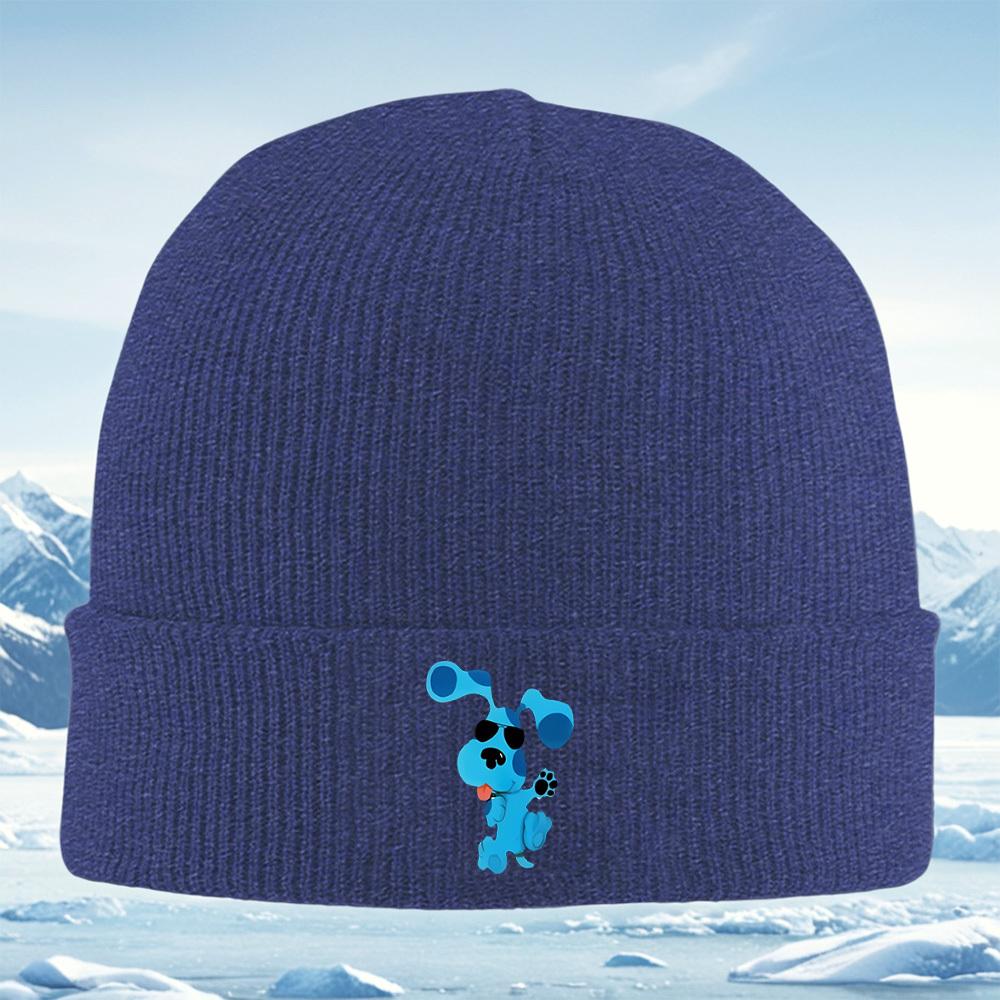 Blue Dog shades paw showing tongue Men Women Unisex Knitted Hat Beanie Pullover Cap Winter Thermal Warm Christmas Outdoor Cyclin