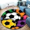 Soccer Round Rug Football Circle Carpet Non-slip Sports Theme Floor Mat for Bedroom Kitchen Living Room Bath Rugs Kids Teen Gift
