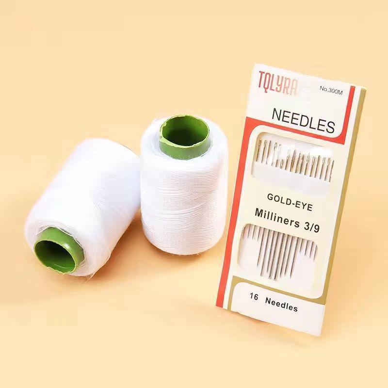 Mending Handmade Needle and Thread Set: White & Black Sewing Threads for Clothes
