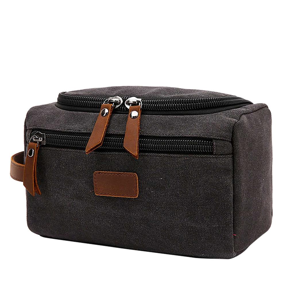 Personalized Toiletry Bag For Men, La-ser Engraved Canvas Shaving Kit Toiletry Bag Leather Canvas Kit For Travel, Gift For Him, Groomsmen Gifts