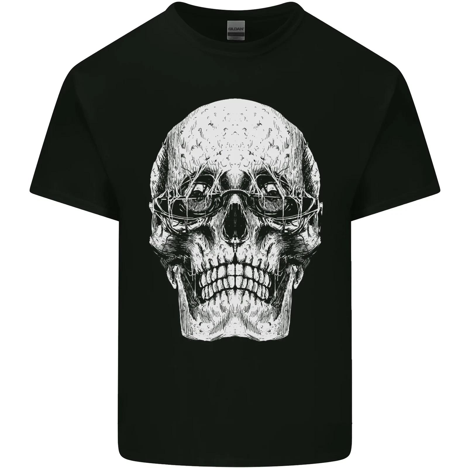 

Old Man Skull With Glasses Gothic Biker Kids T-Shirt Childrens S