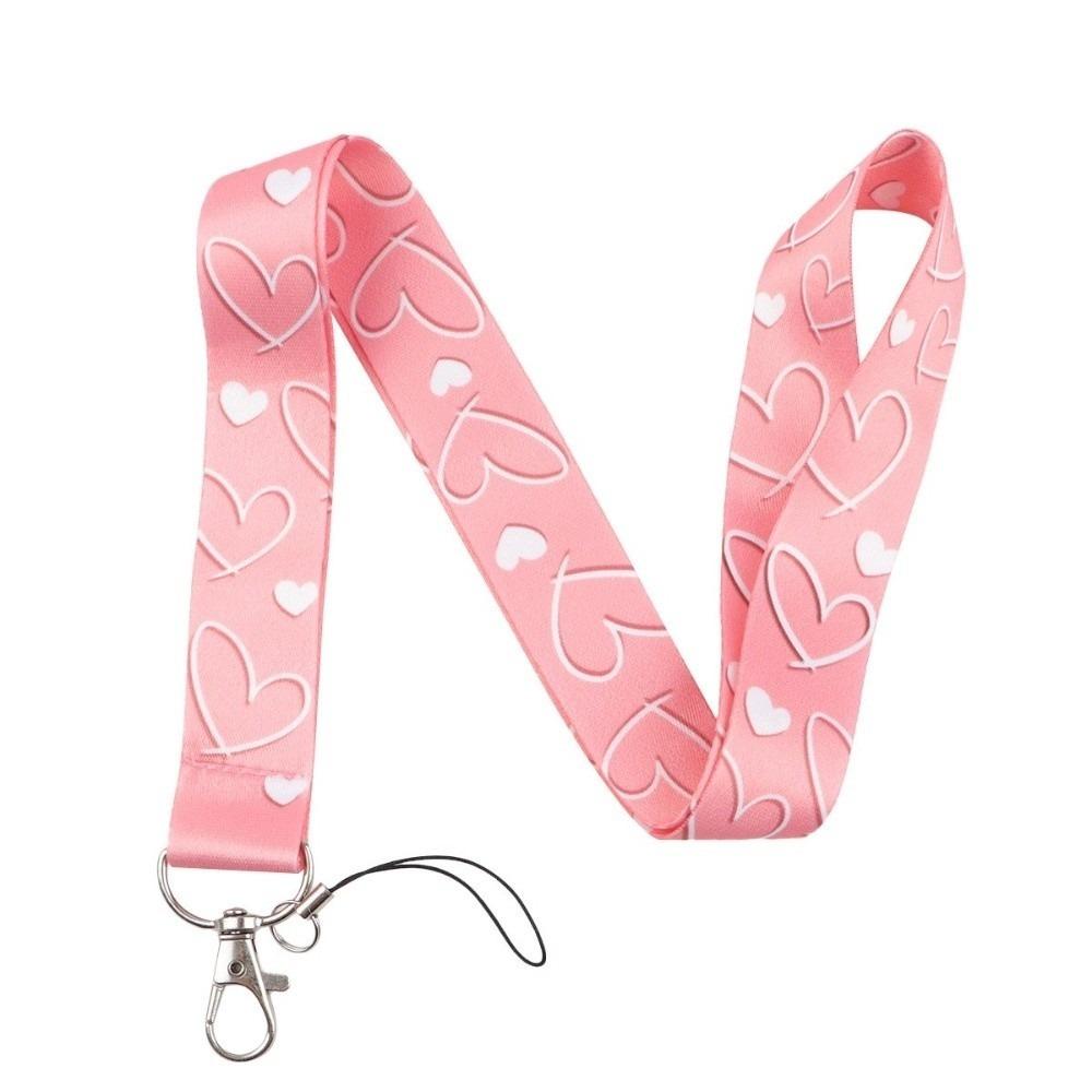 Keyring Accessories Minimalist Style Heart Credential Holder Heart Pink Key Lanyards Protective Case Students Supplies