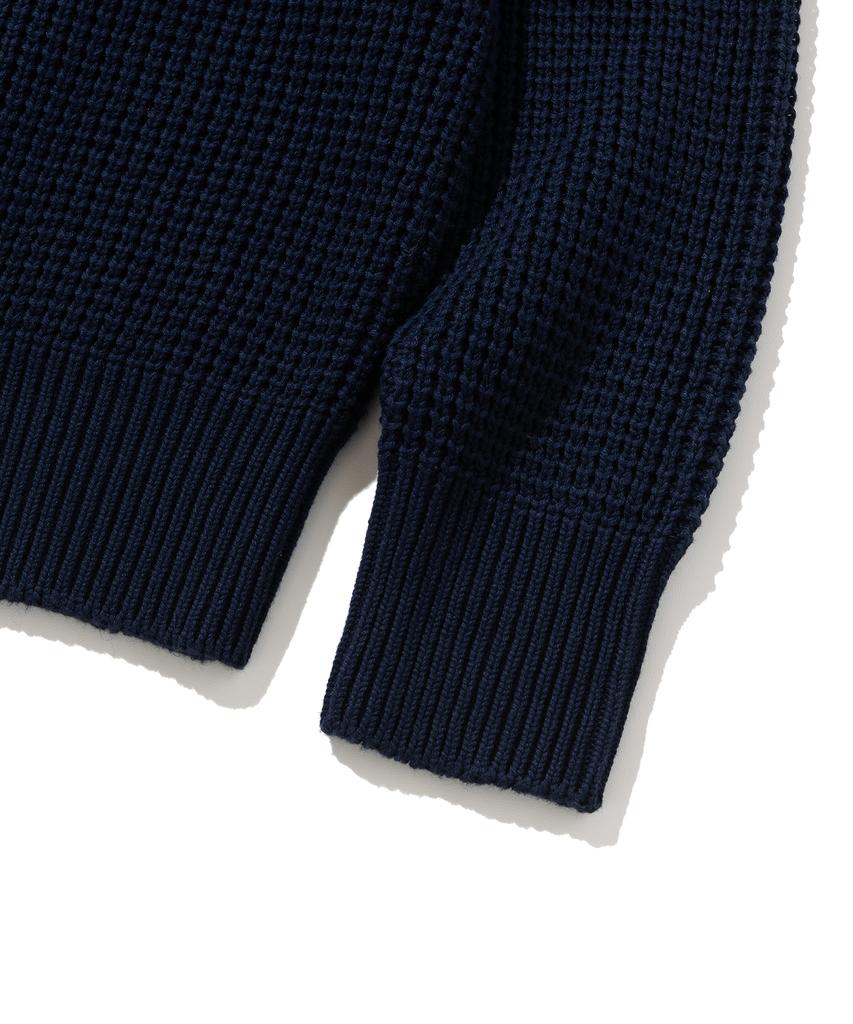 KNITTED Heavy Waffle Round Knit Navy