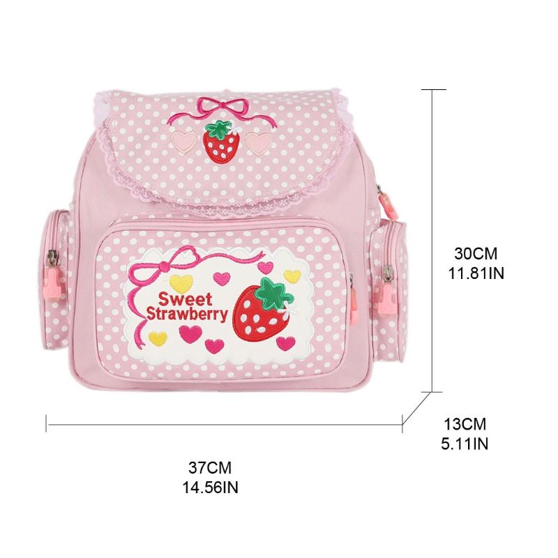 Girl Embroidery Strawberry School Backpack Children Schoolbag Student Girls Birthday Gift Japanese Cartoon Daypacks