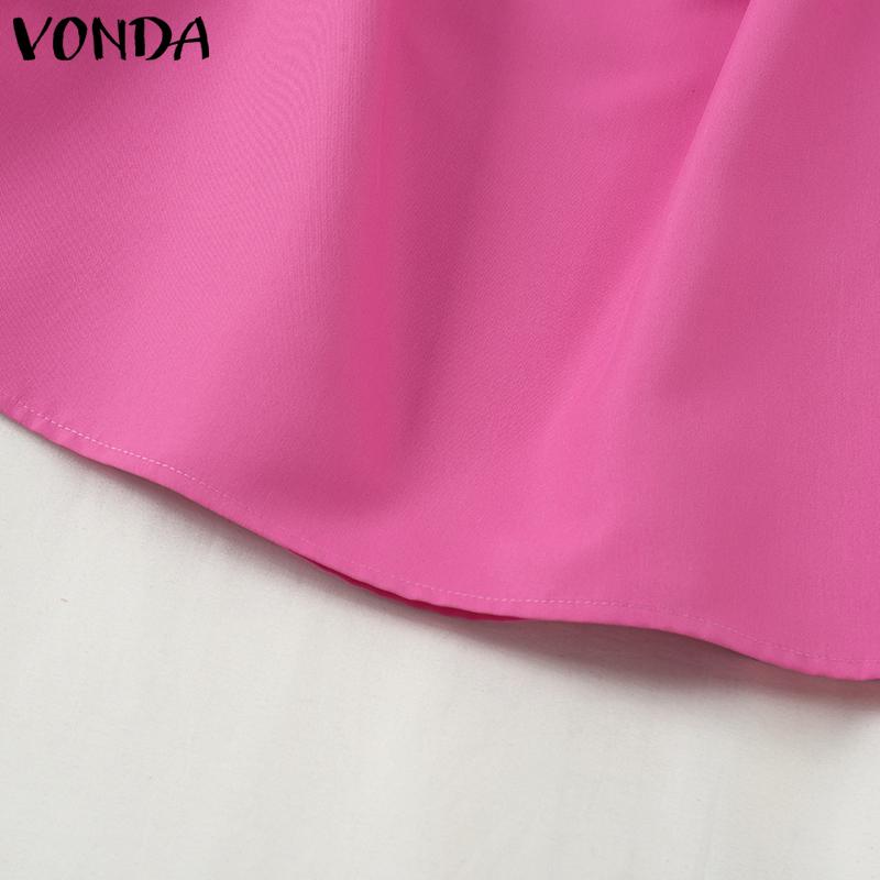 VONDA Women Summer Off Shoulder Ruffle Lantern Long Sleeve Blouses