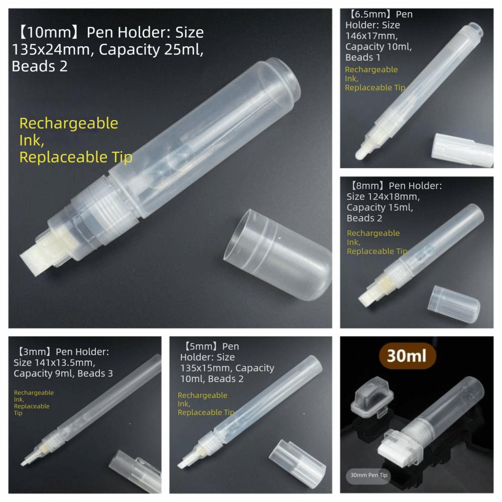 7Pcs Refillable Ink Refillable Paint Pen Round Tilted Flat Head Graffiti Pen Tube  Art Graffiti