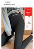 Gray High-Waisted Velvet Leggings, Warm Wool & Cotton Blend, Elastic, Thickened for Short Women, Perfect for Spring & Autumn Outerwear.