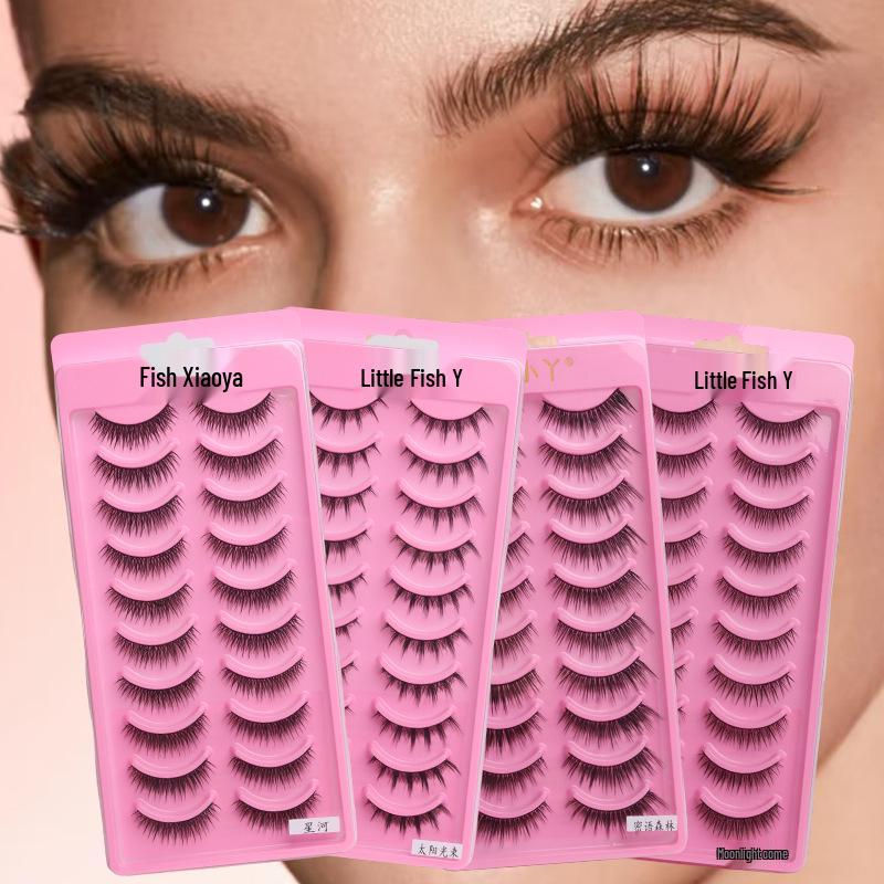 Ten Pairs High-Capacity Natural 3D Eyelashes - Hard Stem, Dense One-Piece Design for Stage Makeup