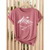 Women's Fresh Outdoor Style Mountain Lake Moon Print Short Sleeve One-piece Elegance T Shirt Eye-catching Women's Clothing for Hiking 2026 Spring and