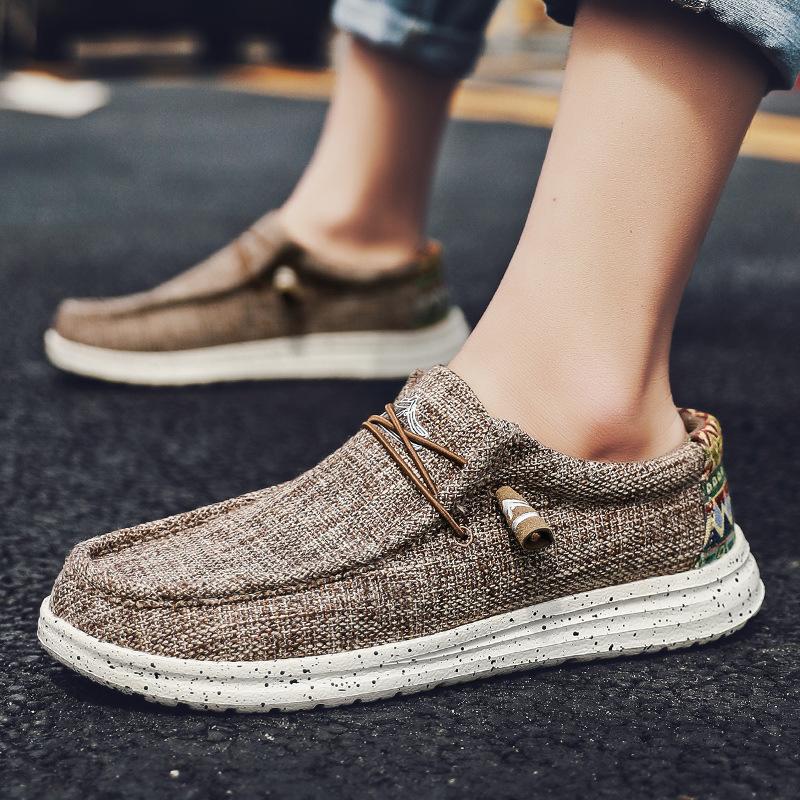 Couple Dude Loafers Trendy Casual Shoes Men's Canvas Shoes Foreign Trade Foot Cover Lazy One Pedal Women's Shoes