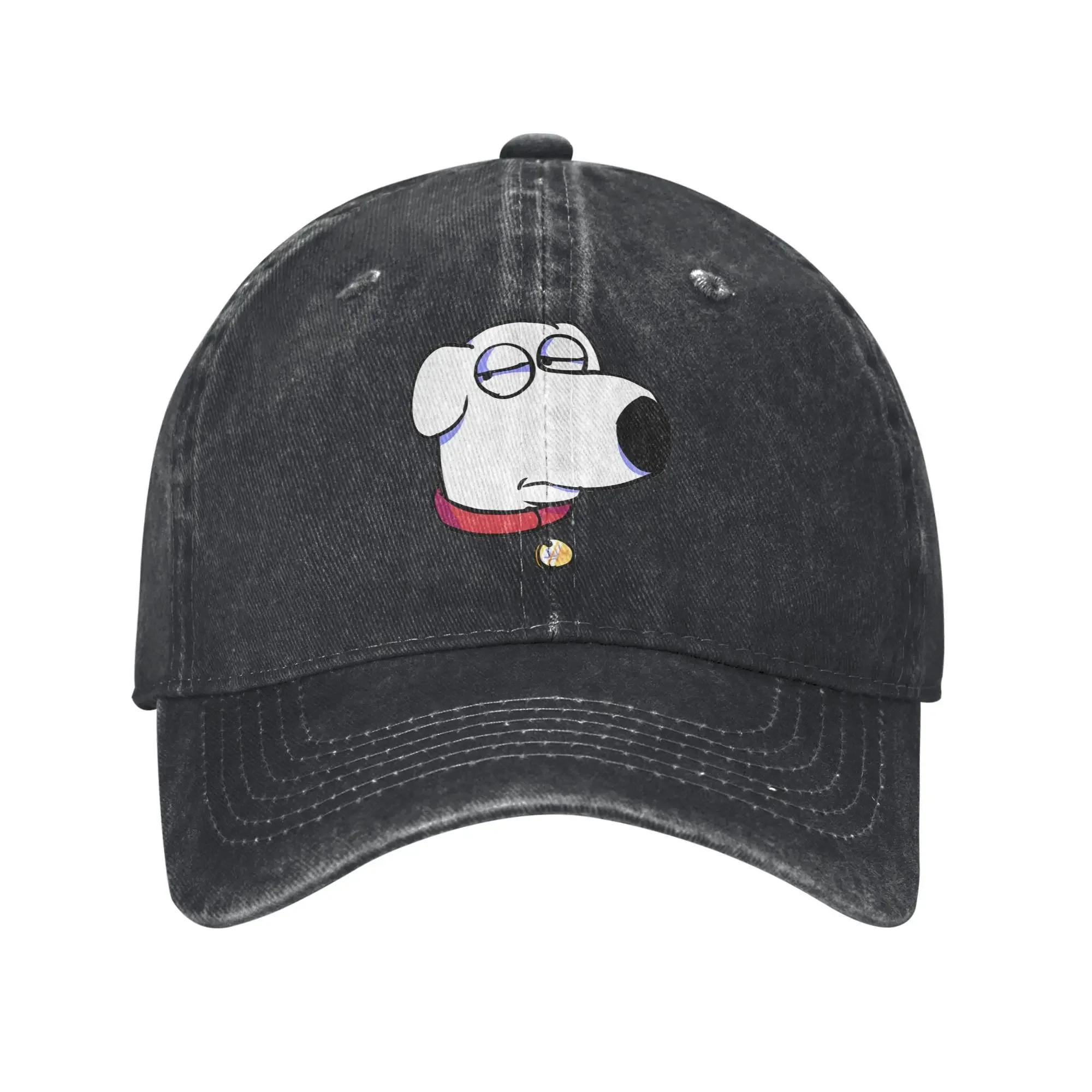 aFamilies Cartoon Stewie Head and Athletic Lettering Men Baseball Cap Distressed Cotton Hats Cap Fashion Outdoor Headwear One Size