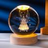 3D Crystal Ball Night Light with Wood Base - Artistic Ornament & Creative Gift for Couples and Classmates