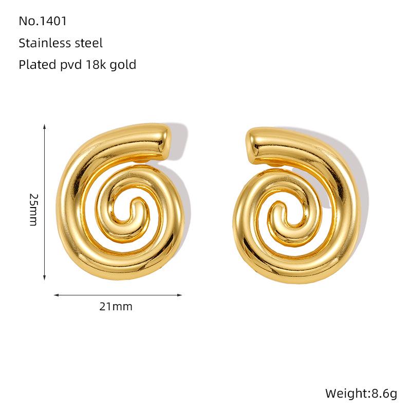 Minimalist Metal Spiral Earrings: Unique European & American Design, Women's Niche Style, Advanced Temperament Ear Studs.