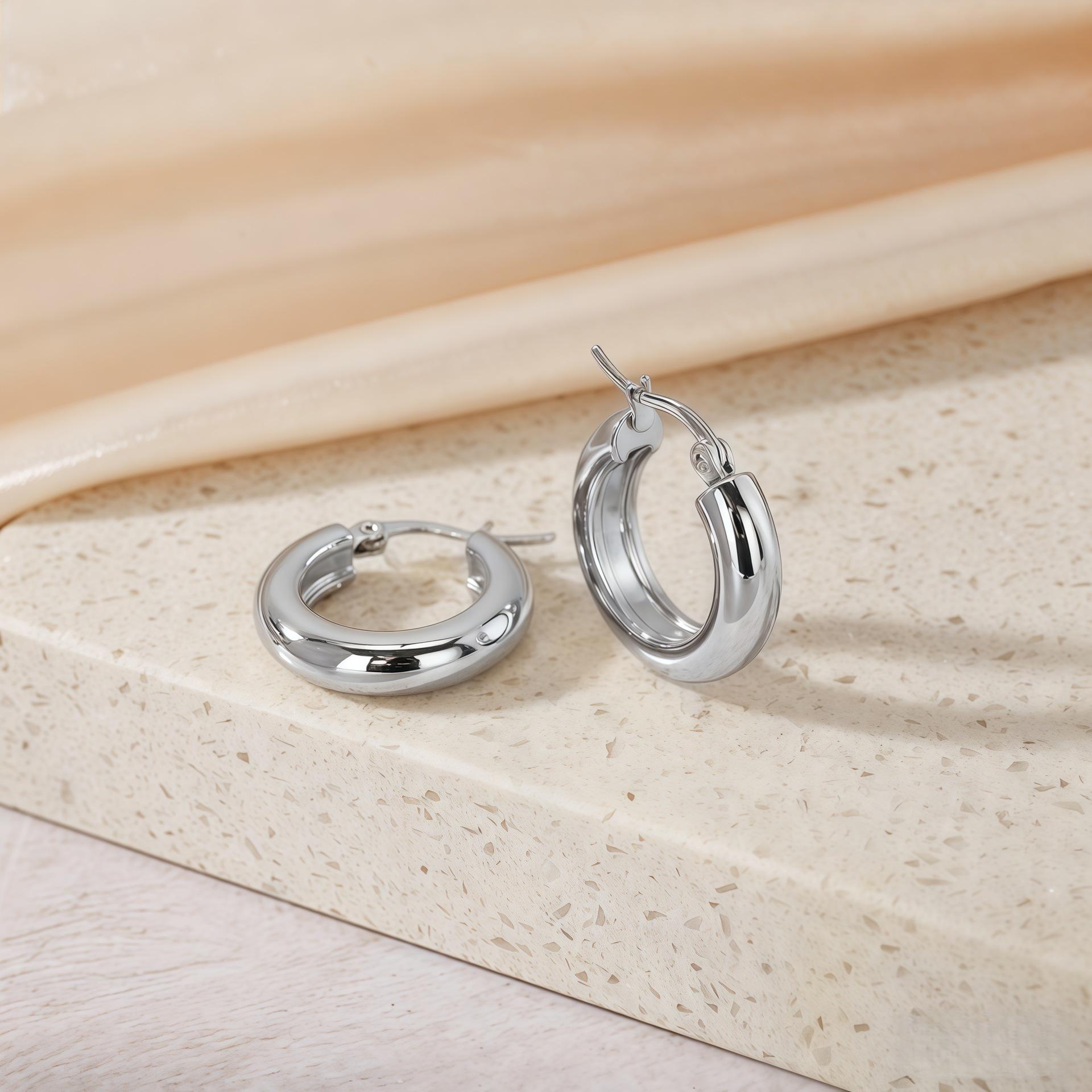 

Titanium Steel Light Luxury Colorfast Hoop Earrings with High-End Feel