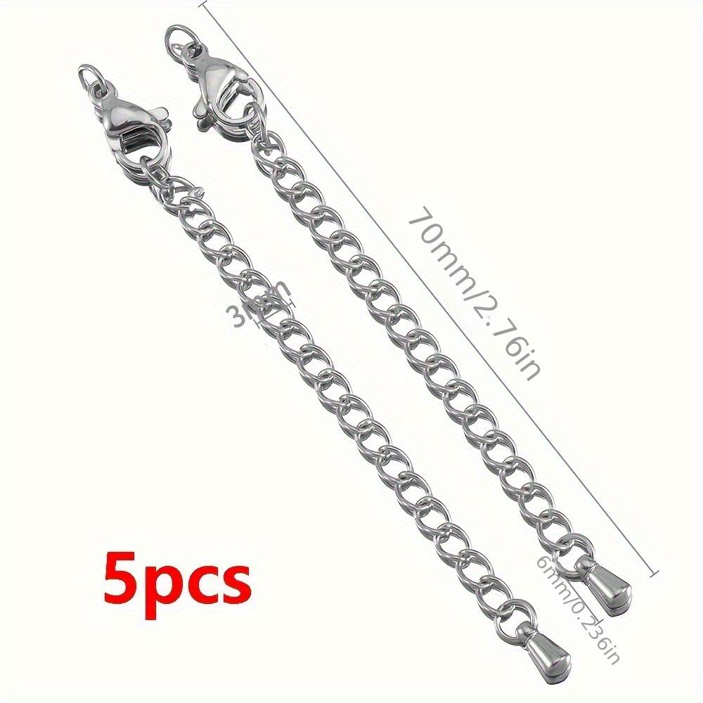 5pcs Stainless Steel Extension Tail Chain Lobster Clasps Connector Extended Chain Bracelet Necklace Jewelry Making DIY Component