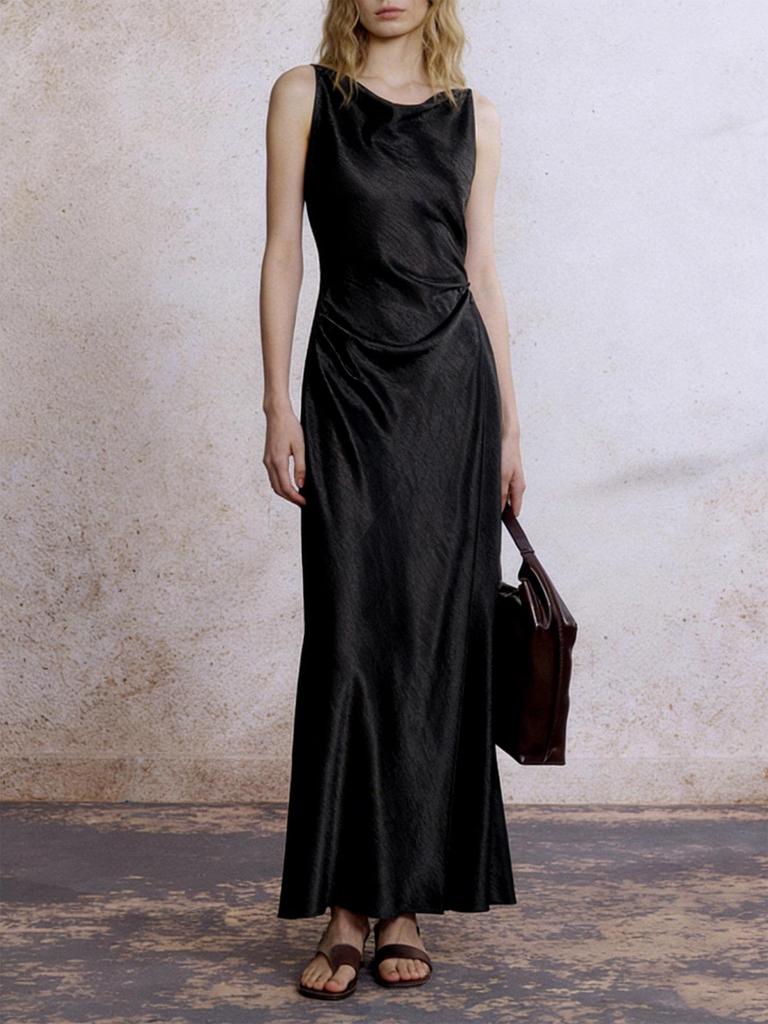 Vestido Europeu de Deusa em Acetato com Fenda Haute Couture para Casamentos, Festas e Eventos Formais