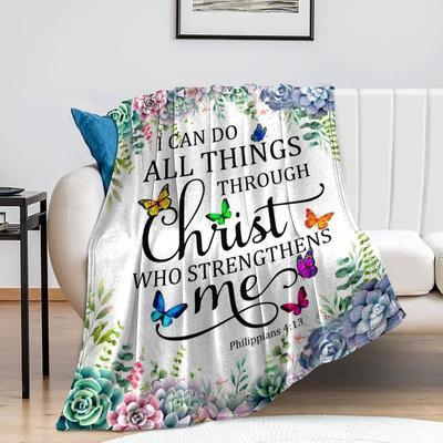 Inspirational Christian Throw Blanket for Women with Bible Verse Prayer Scripture Soft Flannel Healing X