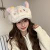 2025 new cute kitten plush hat women's season plush to keep warm and cold, showing the face small ear protector Lei Feng hat