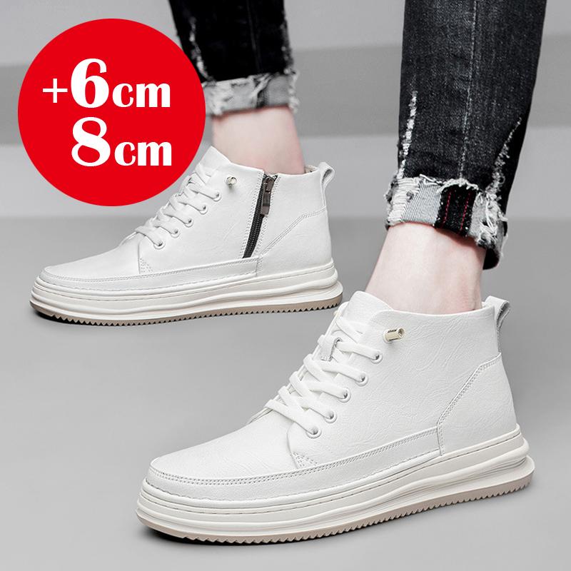 נעלי גברים מעור אמיתי להגבהה נעליים להגבהת גובה נעלי סניקרס גברים עם סוליה עבה מדרסים להגבהת גובה לגברים 6 ס"מ
