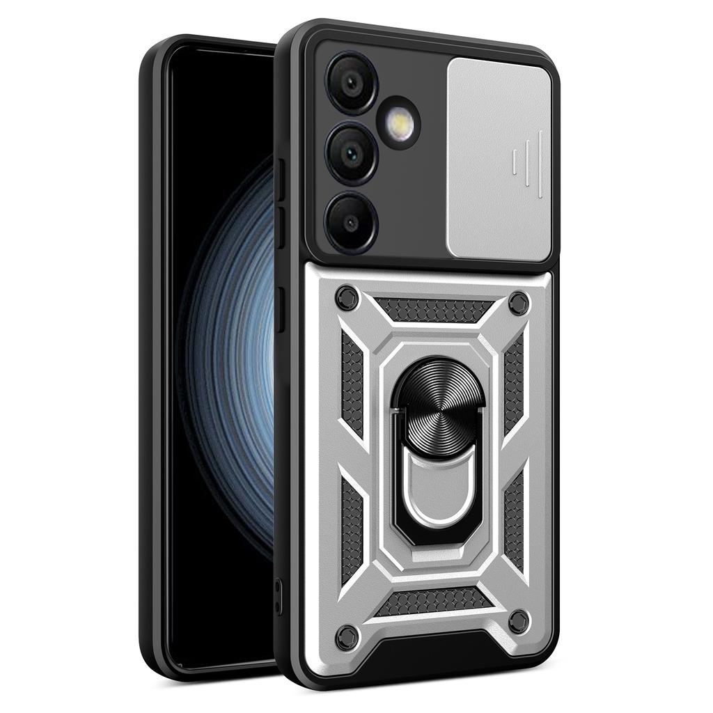 AMORUS For Samsung Galaxy S24 FE Case Kickstand PC+TPU Phone Cover with Camera Lens Slider