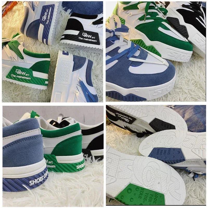 Fashion Sneakers Mens Shoes Designer Men Casual Shoes Trend Two-tone Lace Up Platform Student Shoes Male Vulcanized Zapatillas De Hombre