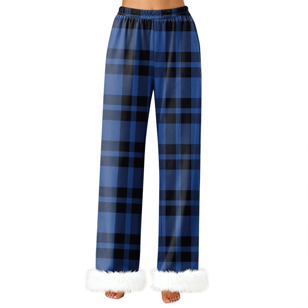 Women's Fashionable Casual Trousers, Plaid Print Trousers