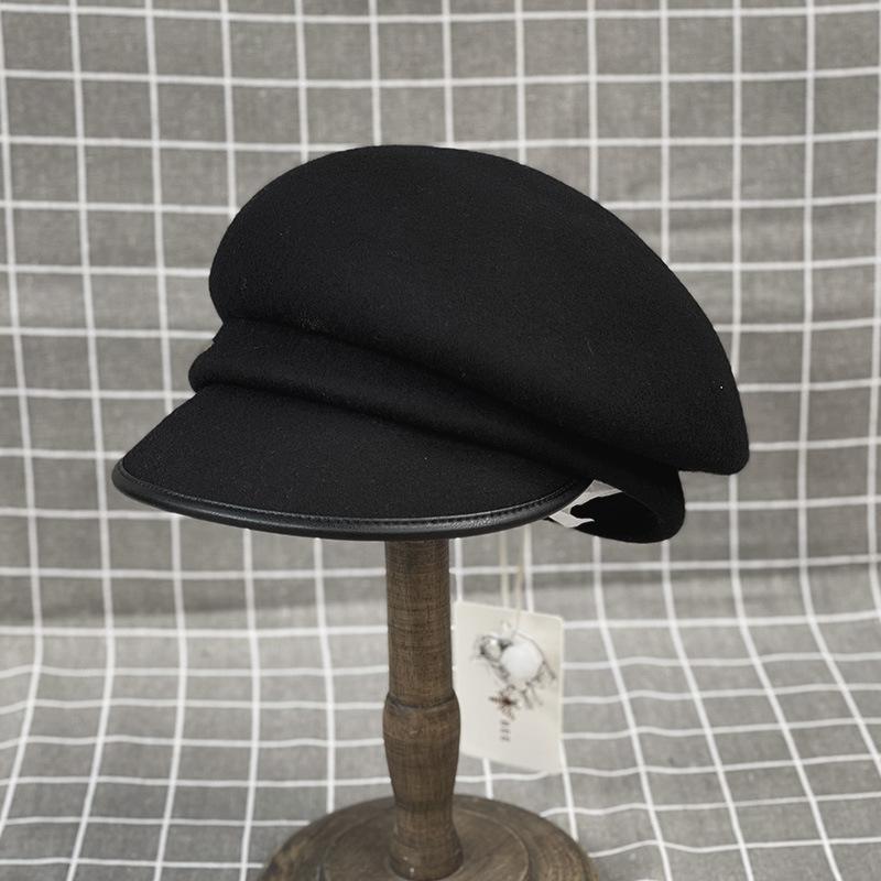 Japanese Woolen Beret Women'S Retro Casual Slanted Top Bag Edge Duck Tongue Equestrian Hat Fashion Felt Hat