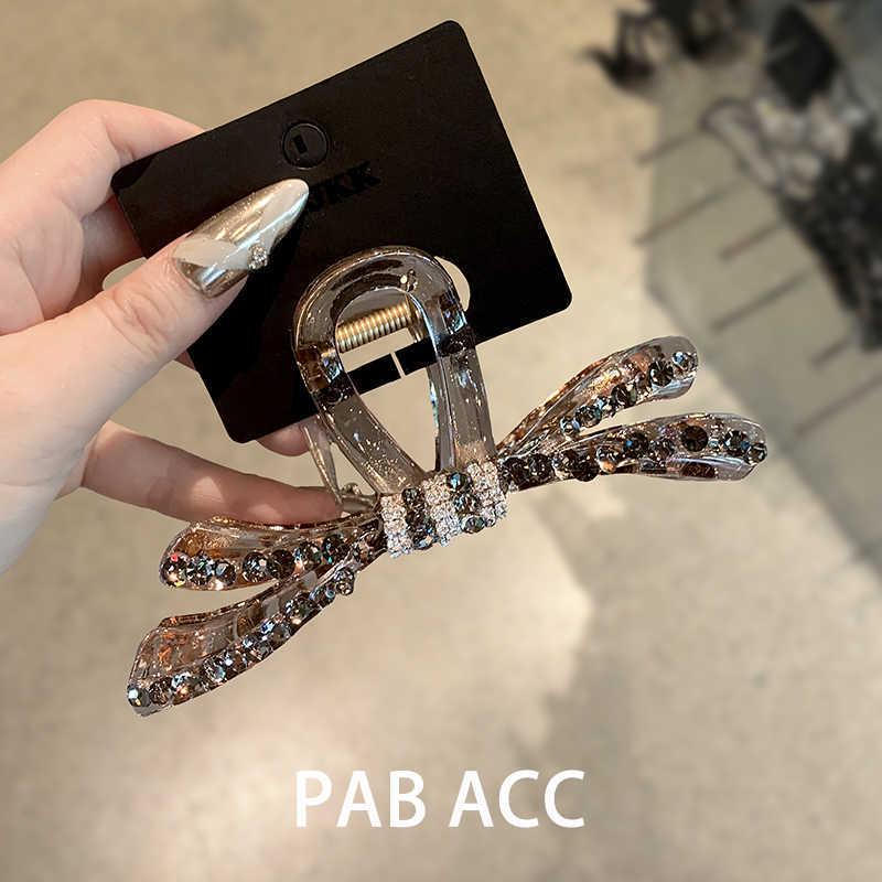 Korean Fashion Rhinestone Bow Shark Clip for Thick Hair Updo