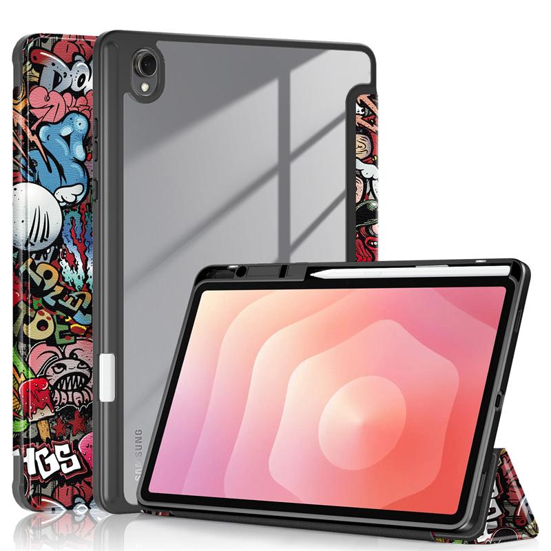 Pour Samsung Tab S11 Étui Pliage Triple Peinture Acrylique Dos Rigide Housse Intelligente Pour Funda Galaxy Tab S11 Étui 11 pouces avec Porte-Stylo Tab S11 (11 inch)