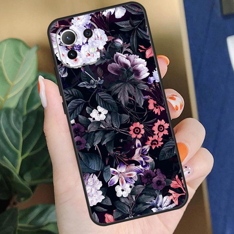 Midnight Floral Case For Xiaomi 15 14 Ultra 13T 14T 15T Pro 17 Pro Max POCO X7 X5 X6 F5 F6 F7 F8 Pro Coque